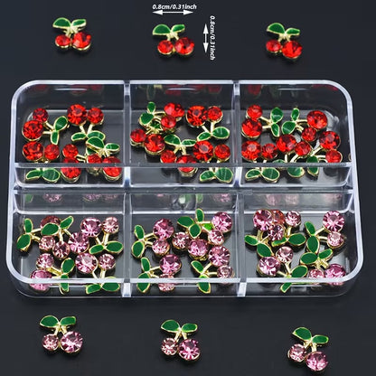 Cherry Charms with Green - 3D (24pcs)