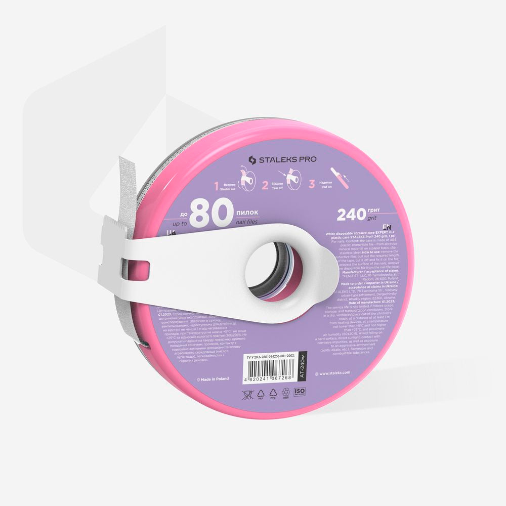Staleks Pro-Disposable White Abrasive Tape EXPERT In A Plastic Case (AT-240w)