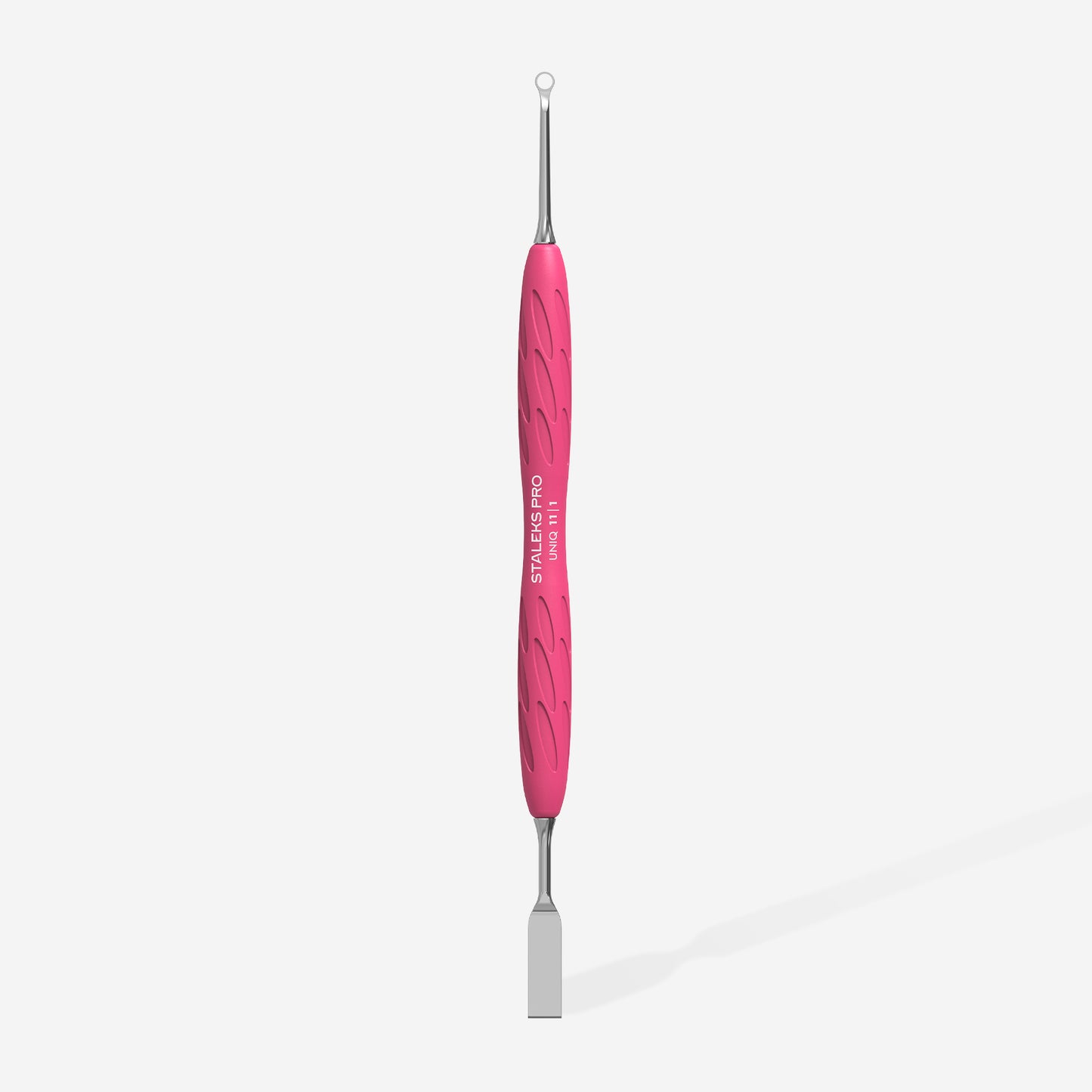 Staleks Pro-Manicure pusher Gummy with silicone handle UNIQ 11 TYPE 1 (straight flat and loop pusher)