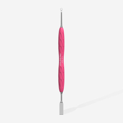 Staleks Pro-Manicure pusher Gummy with silicone handle UNIQ 11 TYPE 1 (straight flat and loop pusher)