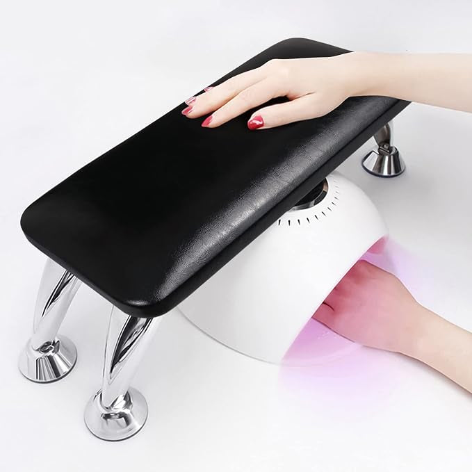 Black Hand Pillow Cushion Soft Leather Nail Arm Rest for Beauty (Color Legs - Sliver or Gold)