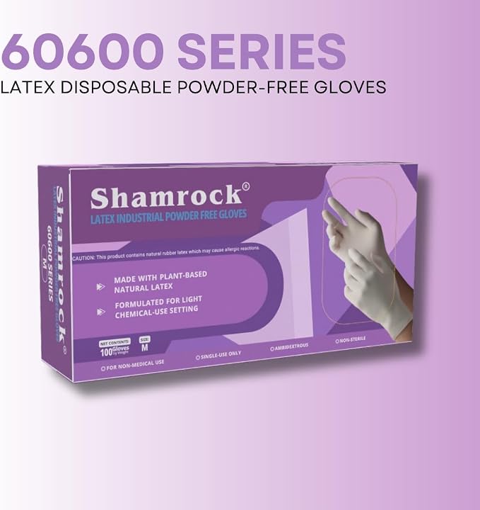 Shamrock - Latex industrial Powder free gloves - (Size-Small) - 100pcs/box