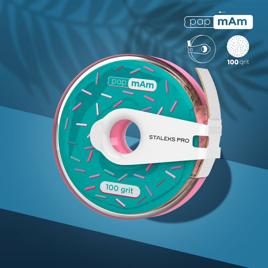 Staleks Pro-Disposable White Abrasive Tape PapmAm EXPERT In A Plastic Case (ATC-100w)