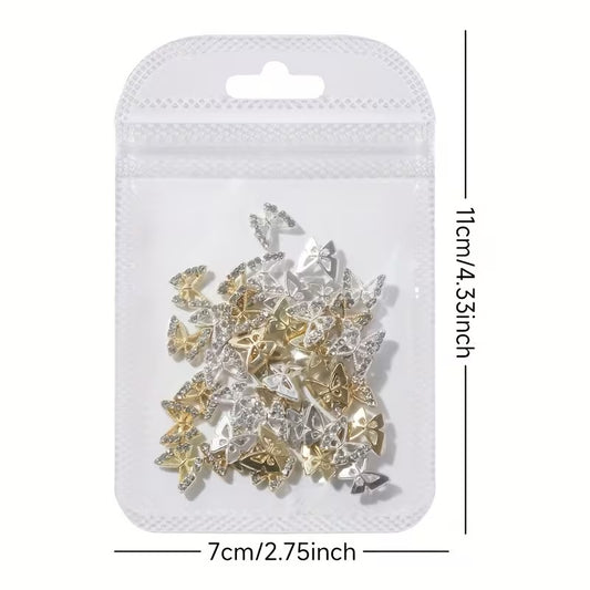 40pcs Butterfly Nail Rhinestones