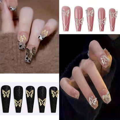3D Butterfly Nail Charms, Silvery and Golden 100pcs