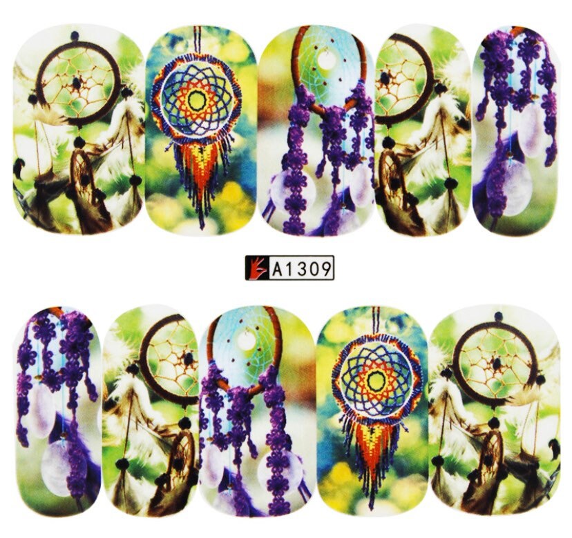 Nail Art Decals Water Transfer Nail Decals - Dream Catchers (1 Pcs)(A-1309)