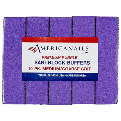 Americanails Premium Sani Block Buffers | Purple 320 Grit 10ct