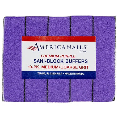 Americanails Premium Sani Block Buffers | Purple 320 Grit 10ct