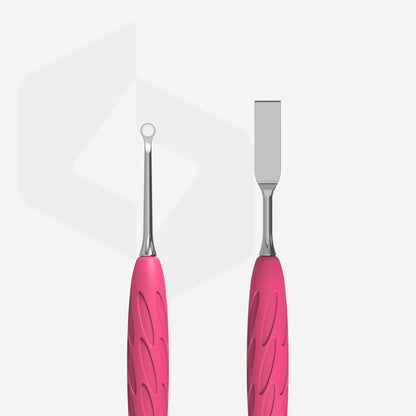 Staleks Pro-Manicure pusher Gummy with silicone handle UNIQ 11 TYPE 1 (straight flat and loop pusher)