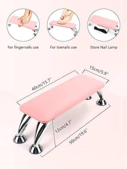 White Hand Pillow Cushion Soft Leather Nail Arm Rest for Beauty (Color Legs - Sliver or Gold)