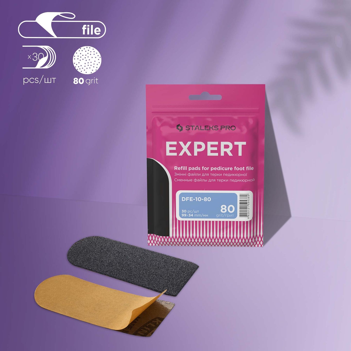 Staleks Pro-Disposable black files for pedicure grater EXPERT 10 80 grit (30 pcs)