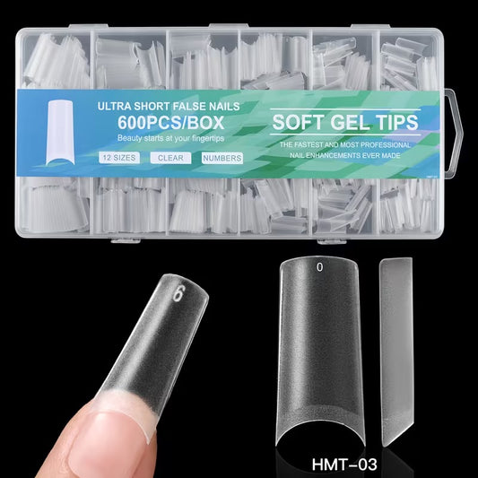 Soft Gel Tips (600pcs)Half Matte Clear