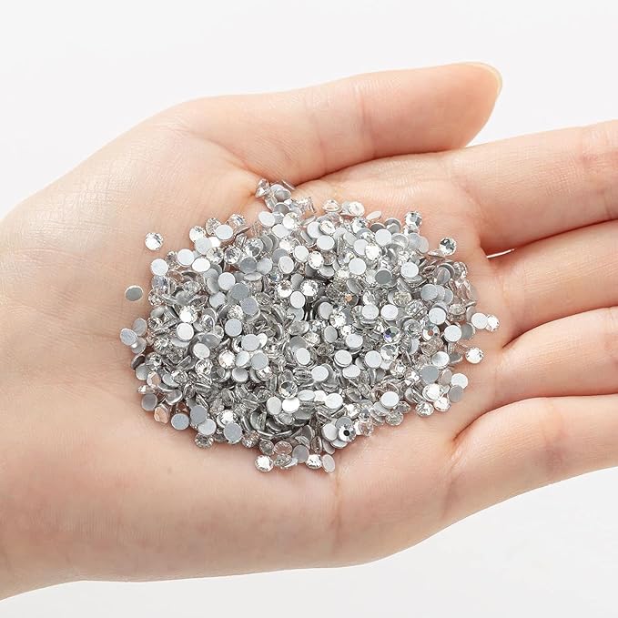 Beads Stone or Rhinestone for Art & Craft, Jewellery Making, Bangles, Embroidery & DIY Works (100 Pieces) (White)