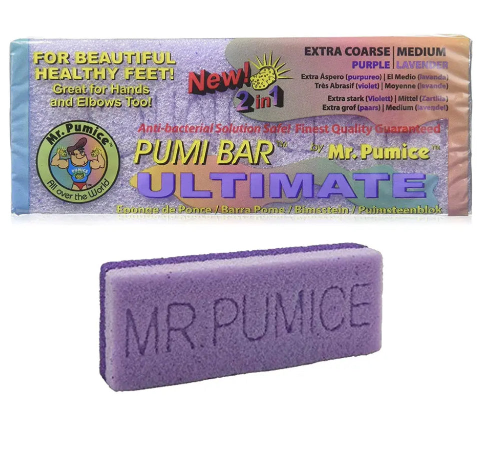 Mr. Pumice Ultimate PUMI Bar 2-in-1 Dual Grit (Medium + Coarse) Callus Remover