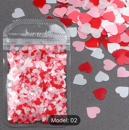 Heart-Shaped Glitter Confetti – Mixed Red Sequins for Nail Art Decorations, Unscented Matte Finish for Valentine's Day, Fillers for Resin Jewelry & Crafts