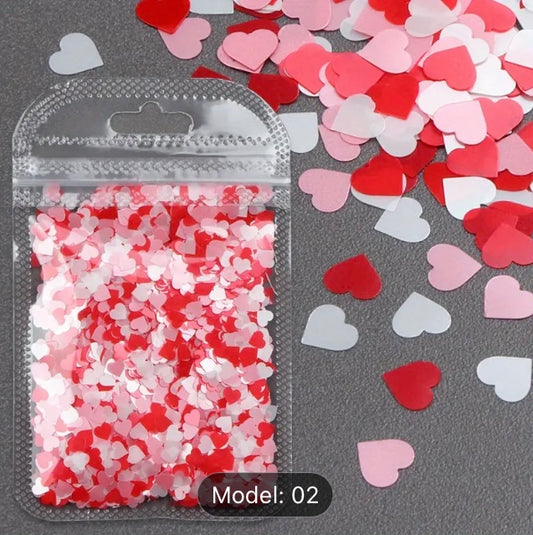 Heart-Shaped Glitter Confetti – Mixed Red Sequins for Nail Art Decorations, Unscented Matte Finish for Valentine's Day, Fillers for Resin Jewelry & Crafts