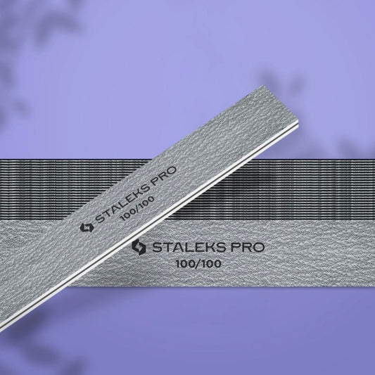 STALEKS Straight Wide Mineral Nail File 100/100 Grit (50 Pcs)