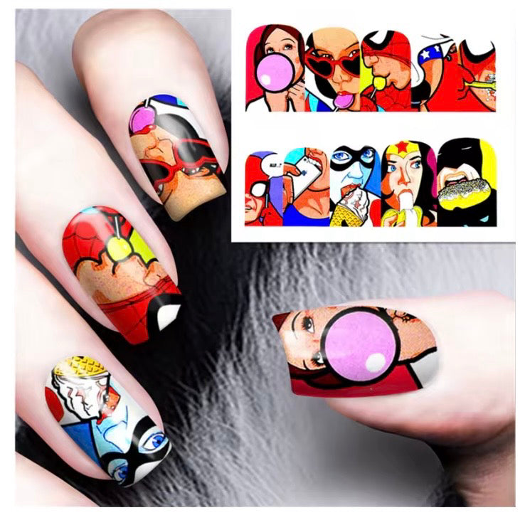 Pop Nail Art Stickers Full Wraps Water Transfer Nail(BN-355)
