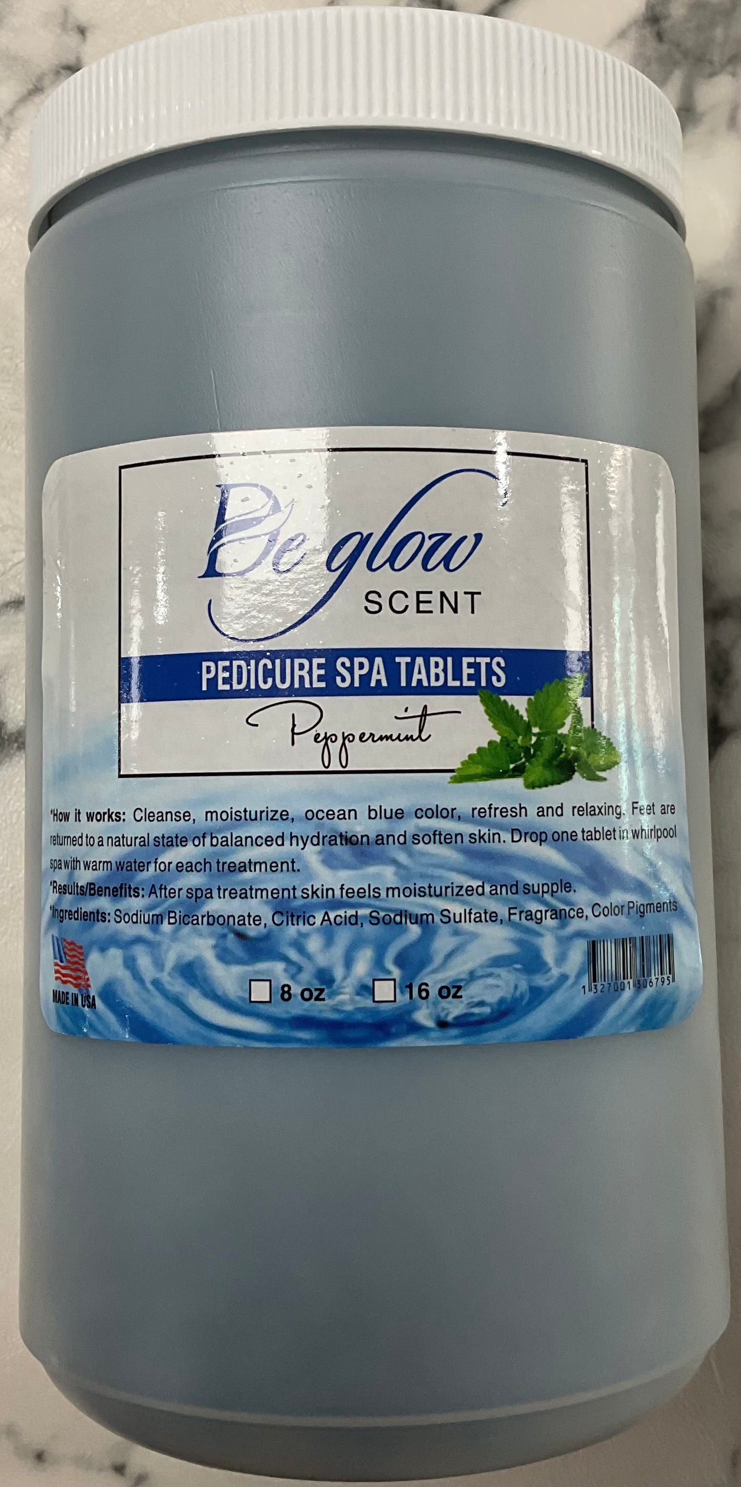 De Glow- Pedicure Spa Tablets- Peppermint 16oz