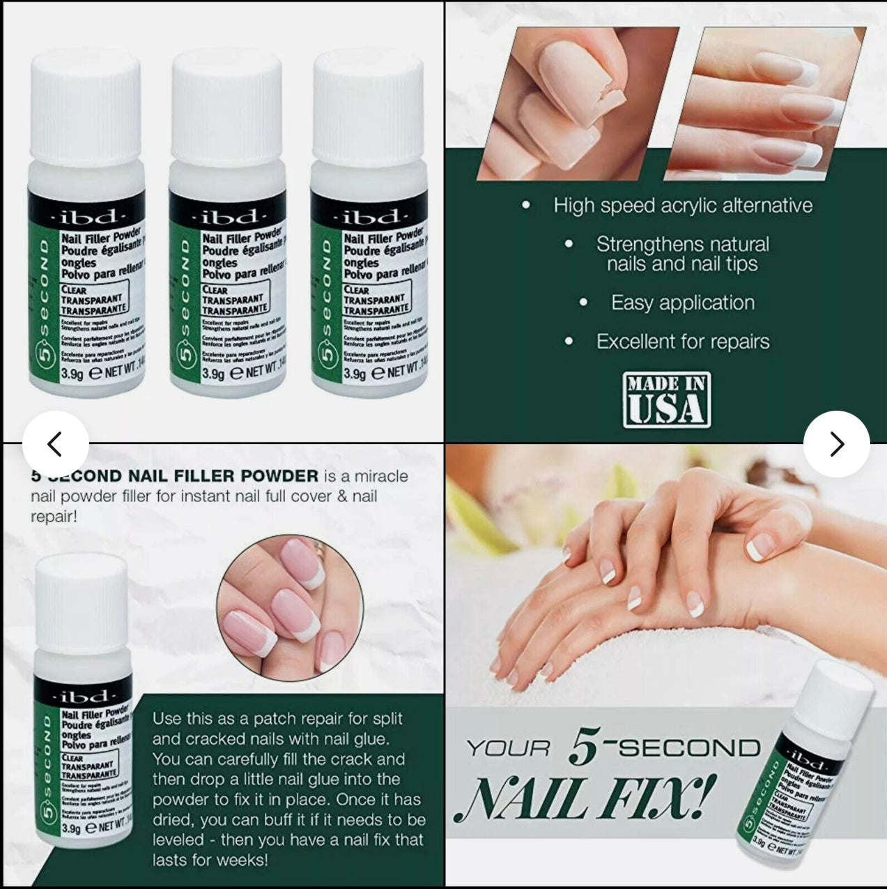 IBD 5 Second Nail Filler Powder (1 pcs) For Cracked, Split, Damaged Nails