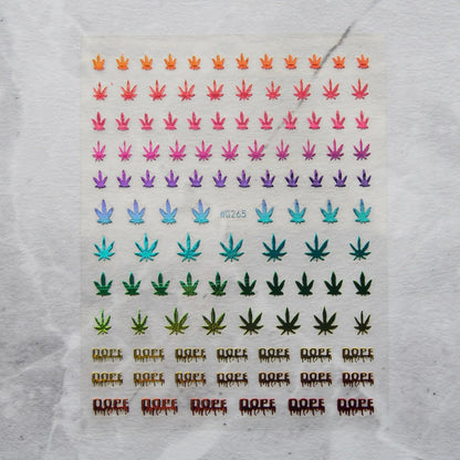 Pot Weed Marijuana Nail Sticker/ Cannabis Leaves DIY Tips Peel off sticker for nail art(126)