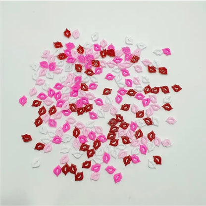 200pcs Mini Kawaii Lip Charms for Nails - 5.5-8.5mm Cute Cartoon Resin Cabochons, DIY Manicure Decorations & Jewelry Accessories for Women and Girls