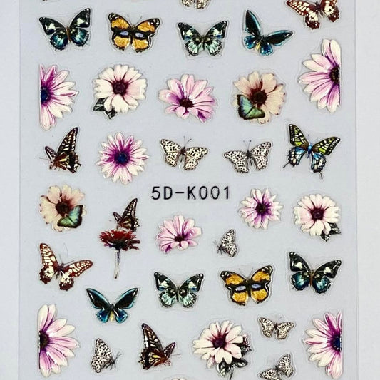 Butterflies and Daisies 5D Nail Stickers(5D-K001)
