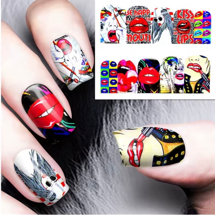 Pop Nail Art Stickers Full Wraps Water Transfer Nail(BN-353)