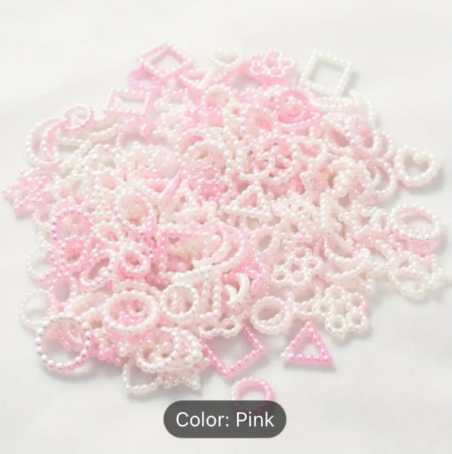 500pcs/pack ABS Simulation Pearl Empty Hole Mixed Style Colorful Hollow Flatback Cabochon Beads For Necklace Bracelet Jewelry Accessories 10mm-12mm