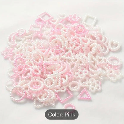 500pcs/pack ABS Simulation Pearl Empty Hole Mixed Style Colorful Hollow Flatback Cabochon Beads For Necklace Bracelet Jewelry Accessories 10mm-12mm