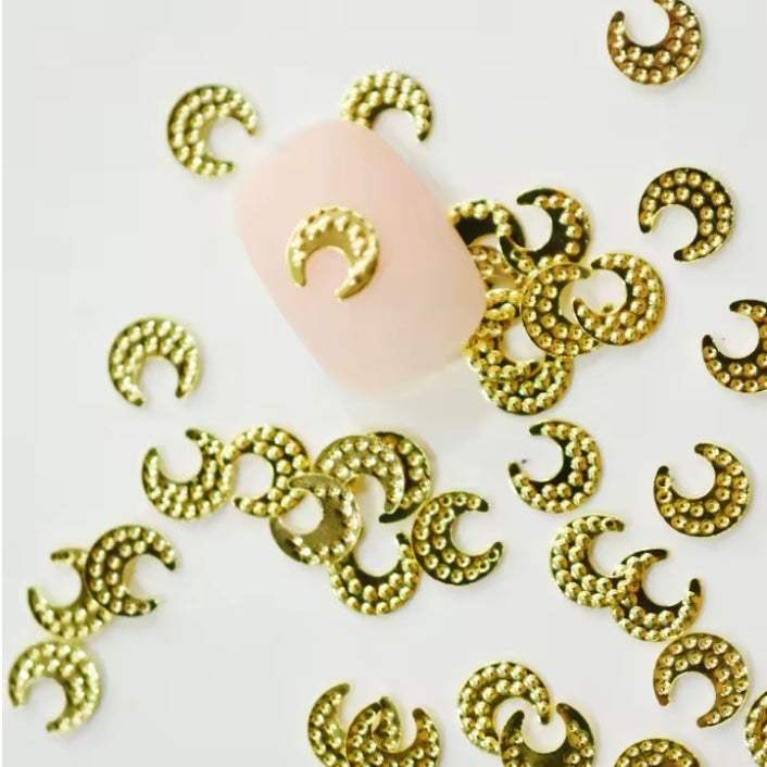 Bag Copper Gold Silver Star Moon/Metallic Seeds/Pyramid Studs Thin 3D Metal Nail Art Decoration DIY Manicure Accessory Patch Charm 1000PCS