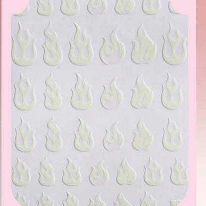 Flames nail sticker/ Halloween Glow in the dark Night Life 3D Nail Art Self Adhesive Decals(1074)