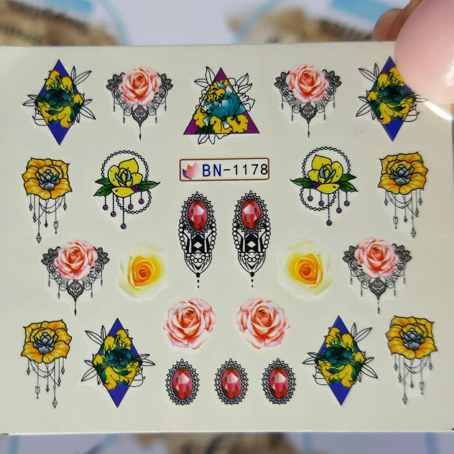 Mini Tattoo Flowers and Pendents-(BN1178)