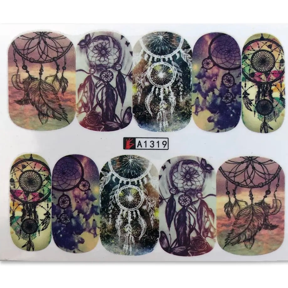 Nail Art Decals Water Transfer Nail Decals - Dream Catchers (1 Pcs)(A-1319)