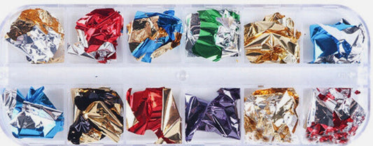 12 Grids Colorful, Nail Foil Manicure, Nail Art