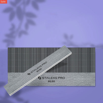 STALEKS Straight Wide Mineral Nail File 80/80 Grit (50 Pcs)