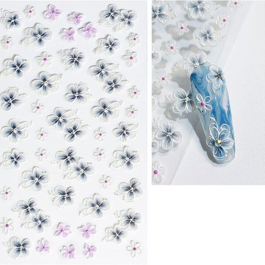 5D Nail Stickers Flowers for Acrylic Nails Flower Nail Art Stickers Blossom Pink 5D Flowers Nail Decals Flower Stickers for Nails Design Stickers for Gel Nails Decorations(Z-D4959)