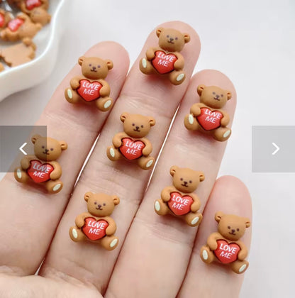 Cute Mini Cartoon Little Bear Nail Art Resin Designer Charms DIY Craft For Nail 3D Decorations Jewelry 20Pcs