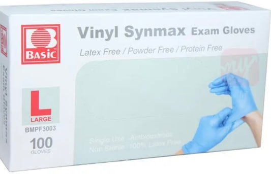Vinyl Synmax Exam Gloves (Size L)Blue