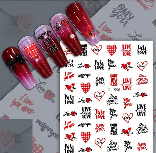 Valentines Day Nail Art Stickers for Acrylics Nails Decoration of Hearts and Love Quotes (Z-D5149)