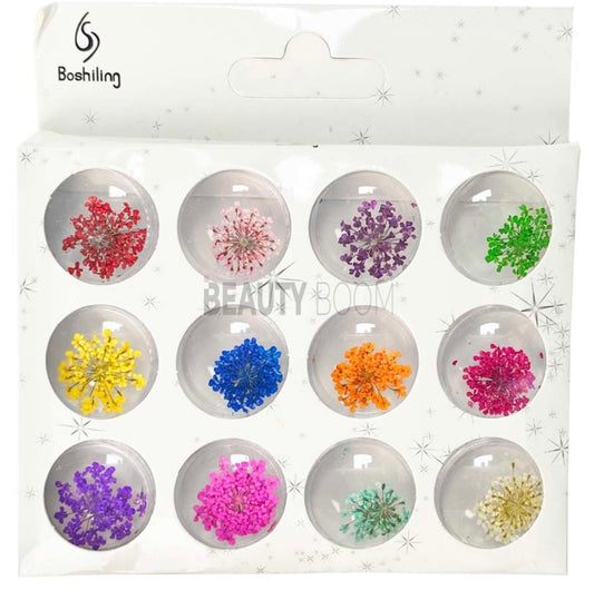 12 Colors Dried Flowers for Nail Art 3D Applique Nail Decoration