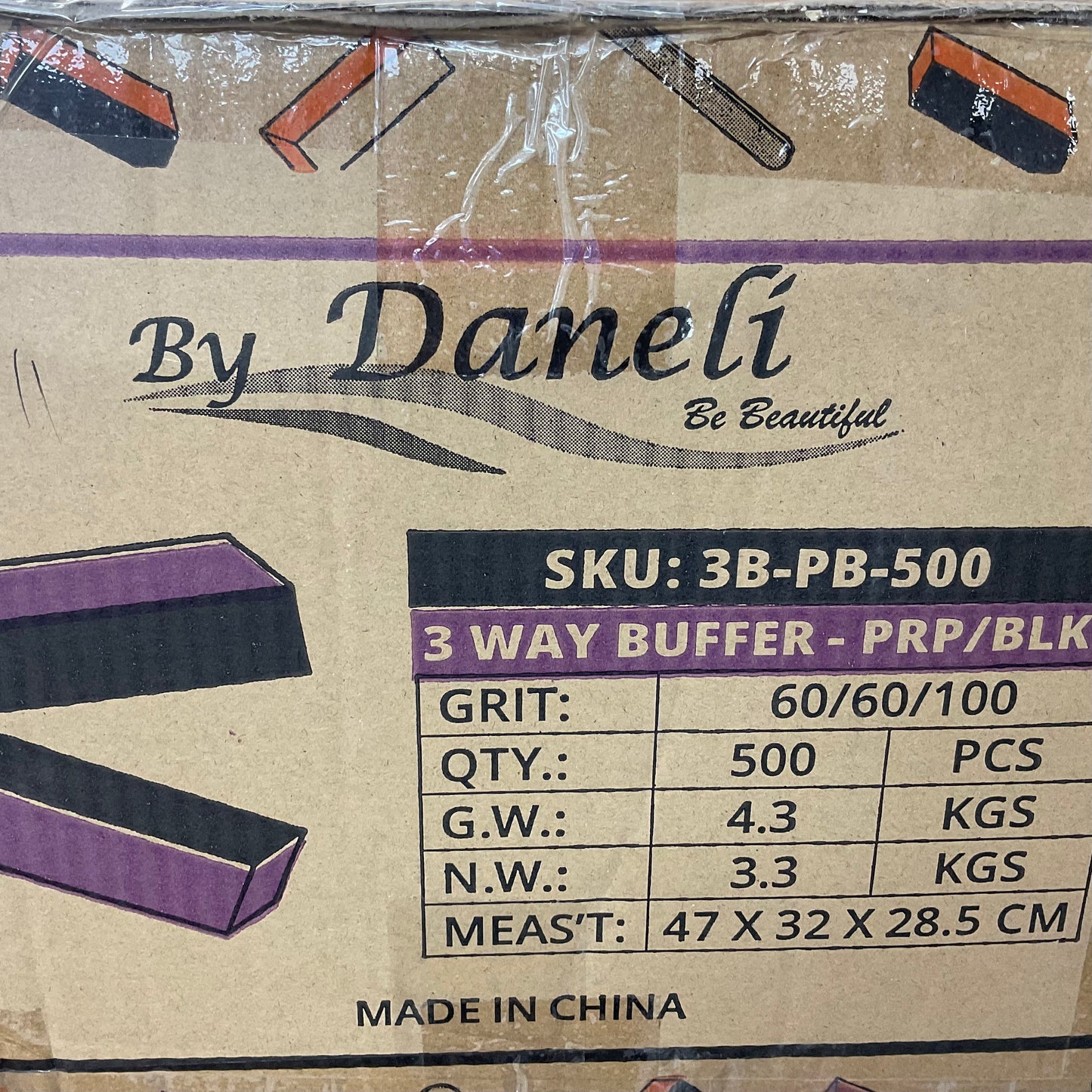 Box/case of purple or orange nail Bufffers - 500pcs in a box