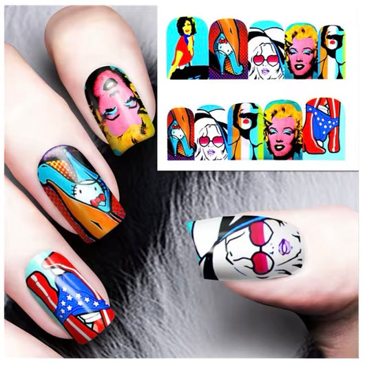 Pop Nail Art Stickers Full Wraps Water Transfer Nail(BN-354)