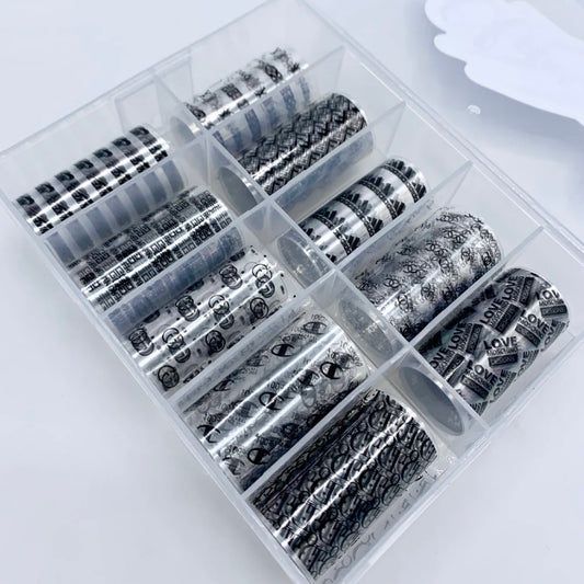 BRANDS LOGO BLACK & CLEAR DESIGNER FOIL (10sheets/1pack)