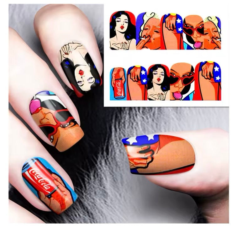Pop Nail Art Stickers Full Wraps Water Transfer Nail (BN-357)