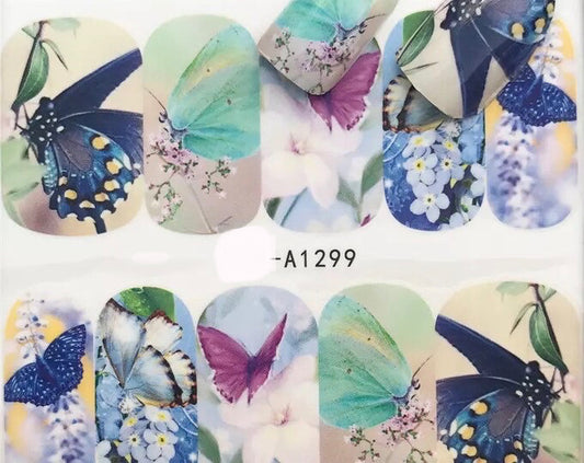 Water Transfer Nail Stickers, Nail Decal Wraps, Butterfly Design, Butterfly Nail Art, Nail Decoration(A-1299)