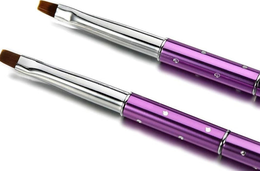 Kolinsky Gel Nail Brush Foldable Polka Dot Flat Acrylic Nail Art Crystal Brush for Salon Acrylic Liquid  - (Color: Purple No. 4)