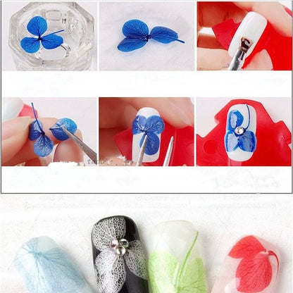 Hydrangea flower petals three-dimensional applique 3d nail stickers nail supplies dried flowers, plastic autumn leaves,plastic Butterfly 12 color