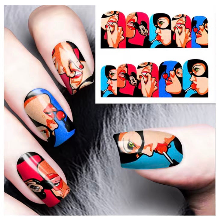 Pop Nail Art Stickers Full Wraps Water Transfer Nail(BN-356)