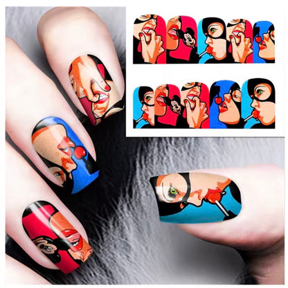 Pop Nail Art Stickers Full Wraps Water Transfer Nail(BN-356)